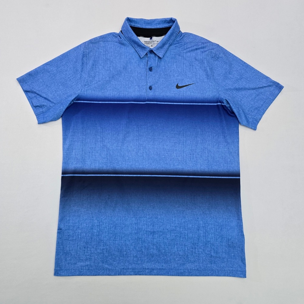 Nike Golf Mens Dri-FIT Blue Ombre Gradient Stripe Polo Shirt 873126-455 Large